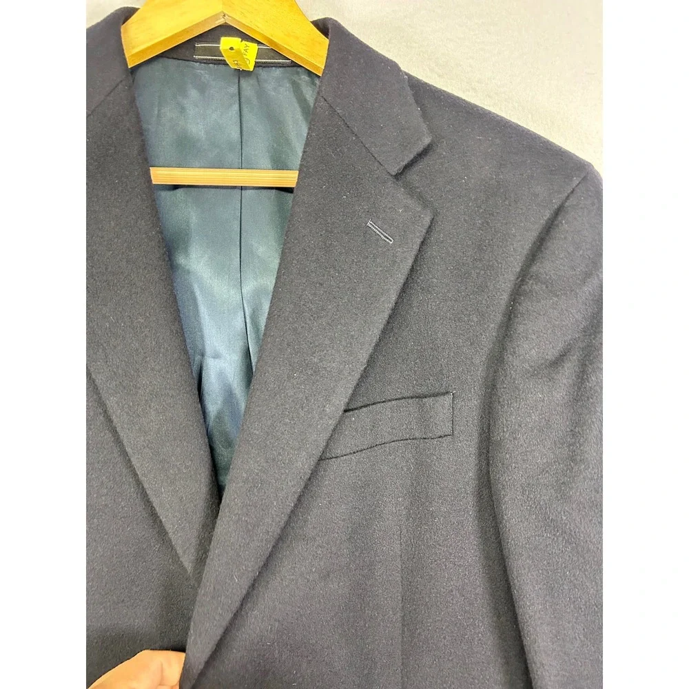 Quiet Luxury Arnold Brant Men 40R Navy Blue 100% Cashmere 2 Button Blazer Jacket